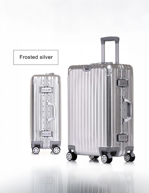 2025 New Fashion All Aluminum Carry on Luggage With TSA Locks Luxury Cool Metal Hard Shell Spinner Suitcase Aluminum Silver